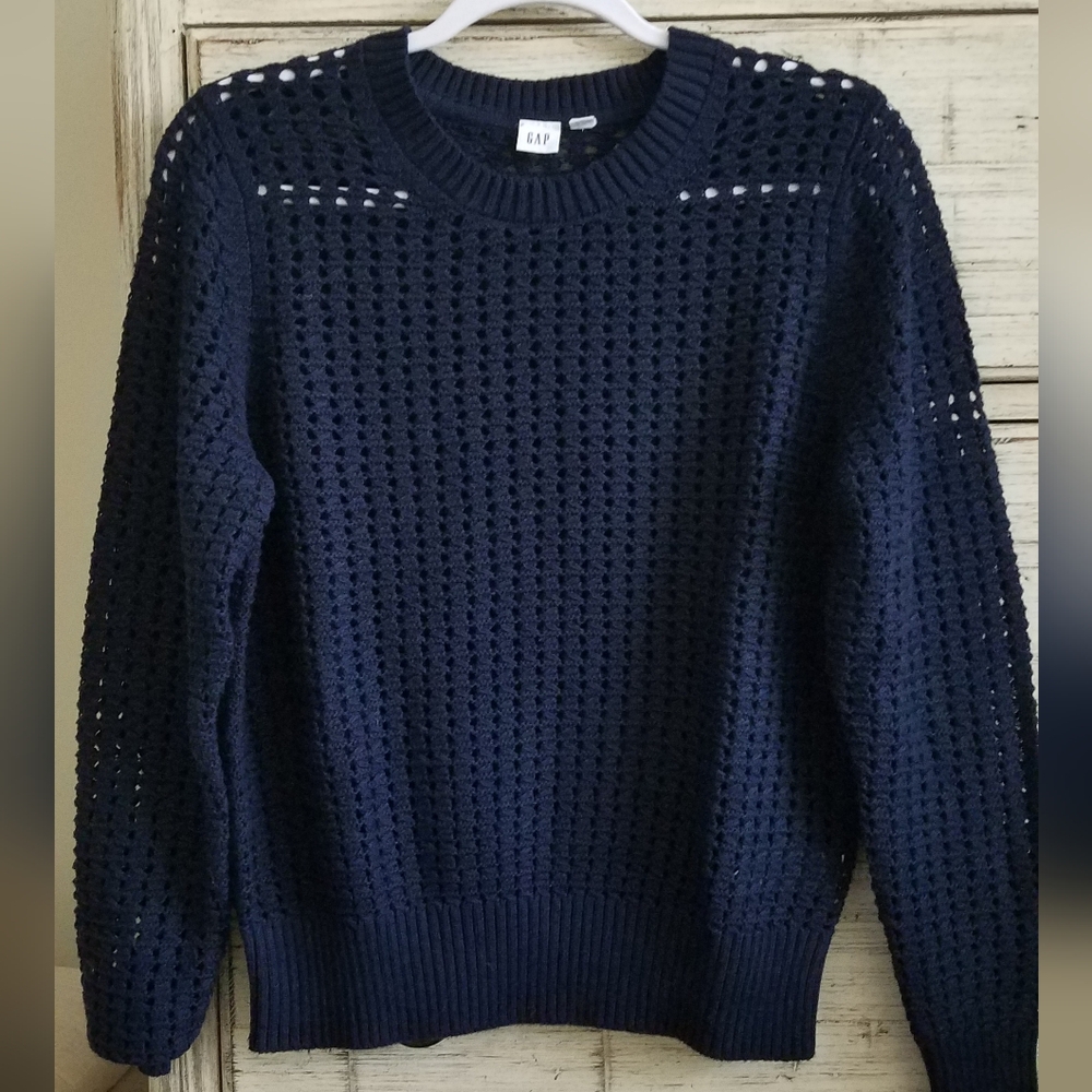 NEW GAP Blue Crew Neck Sweater with Dimensional Knit